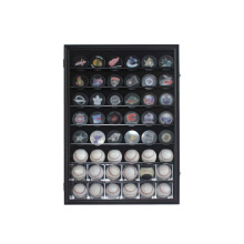 Amazon hot sale wholesale custom Wood frame Hockey Pucks Display Case Holder Wall Cabinet with Lock